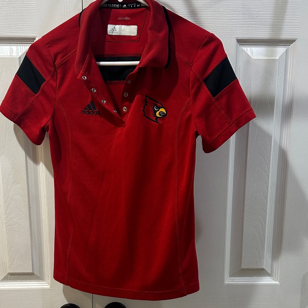 Adidas Womens Louisville Cardinals NCAA Small Red Baseball Polo Shirt